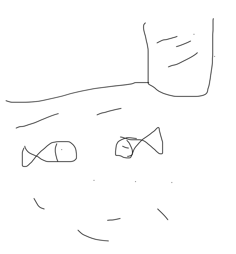 Child sketch of fish under the sea