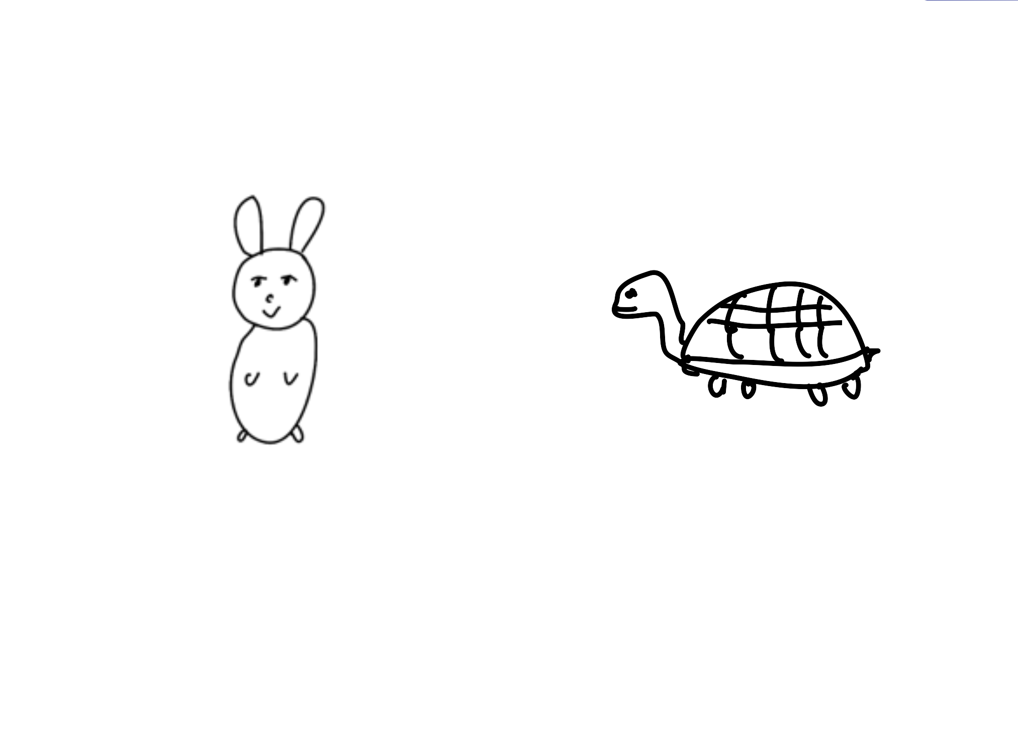 Child sketch of a rabbit and turtle